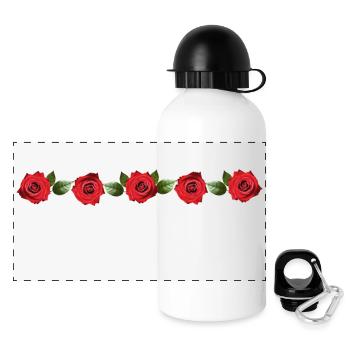 Ligne avec des roses - Gourde panoramique avec couvercle 500 ml - blanc - Devant