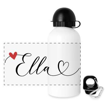 Ella Name Vorname Kalligrafieherz - Panorama Trinkflasche mit Deckel 500 ml - Weiß - Vorne