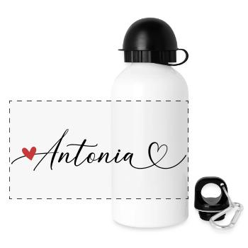 Antonia surname First name Calligraphy heart - Panoramic Thermal Bottle with Lid 500 ml - white - Front