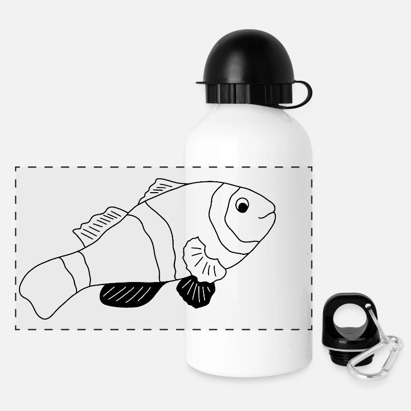 Clownfish - Graphic black and white - Panoramic Thermal Bottle with Lid 500 ml - white