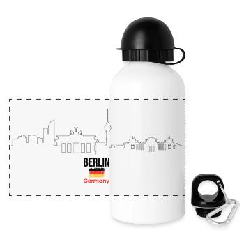 Bold German Flag Typography - Panoramic Thermal Bottle with Lid 500 ml - white - Front