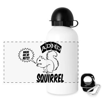 ADHD Squirrel ADHS Spruch Geschenk - Panorama Trinkflasche mit Deckel 500 ml - Weiß - Vorne