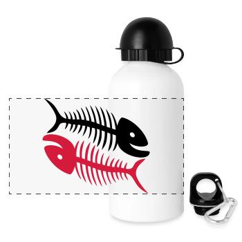 Smiling Fish Bones - Panoramic Thermal Bottle with Lid 500 ml - white - Front