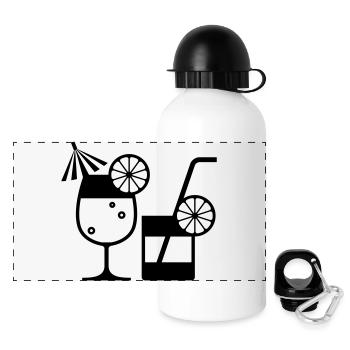 Cocktail - Panorama Trinkflasche mit Deckel 500 ml - Weiß - Vorne