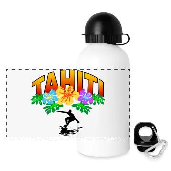 tahiti surfing - Gourde panoramique avec couvercle 500 ml - blanc - Devant
