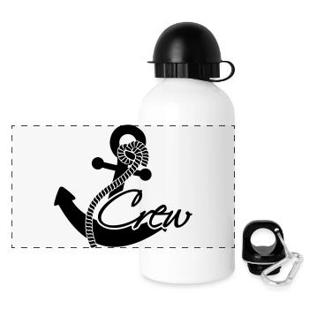 Crew Anker Abzeichen Rang - Panorama Trinkflasche mit Deckel 500 ml - Weiß - Vorne