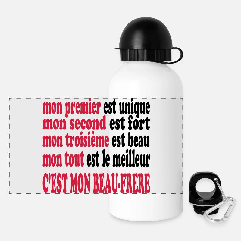 Mon beau-frère est beau - Panorama Trinkflasche mit Deckel 500 ml - Weiß