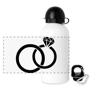 eheringe_01 - Panorama Trinkflasche mit Deckel 500 ml - Weiß - Vorne