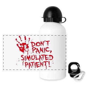 Keine Panik simulierter Erste-Hilfe-Ausbilder für Patienten - Panorama Trinkflasche mit Deckel 500 ml - Weiß - Vorne