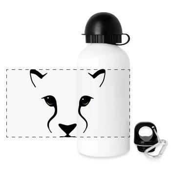 Big cat gaze – elegance with bite - Panoramic Thermal Bottle with Lid 500 ml - white - Front