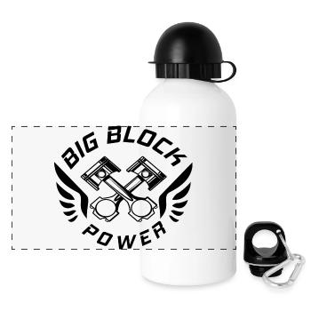 V8 Motor Engine US Car Muscle Car Hubraum 5 Liter - Panorama Trinkflasche mit Deckel 500 ml - Weiß - Vorne