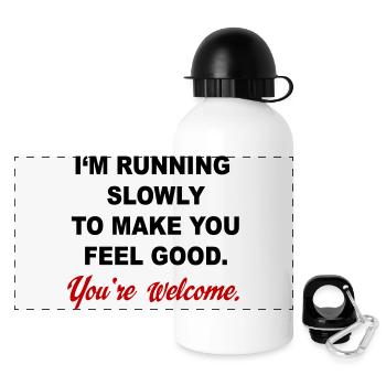 run - Panoramic Thermal Bottle with Lid 500 ml - white - Front