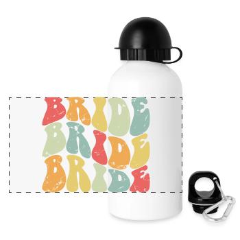 Rétro mariée assortie couple fiançailles mariage - Gourde panoramique avec couvercle 500 ml - blanc - Devant
