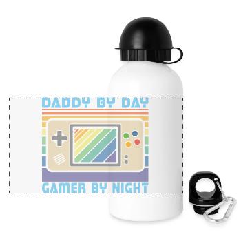 Daddy By Day Gamer By Night, Funny Gamer Dad - Panoramic Thermal Bottle with Lid 500 ml - white - Front