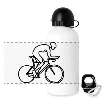 Dessin cycliste - Gourde panoramique avec couvercle 500 ml - blanc - Devant