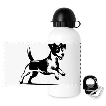 Jack Russell Terrier - Gourde panoramique avec couvercle 500 ml - blanc - Devant