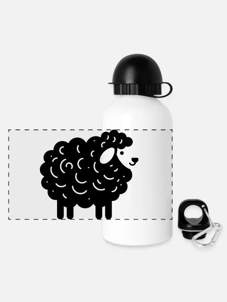 Schwarzes Schaf - Panorama Trinkflasche mit Deckel 500 ml - Weiß