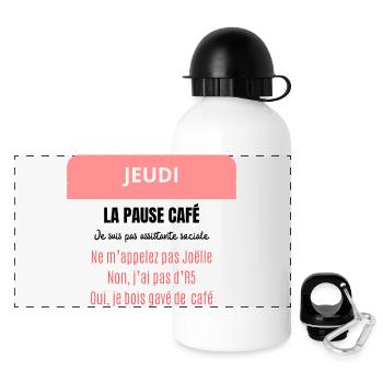 La pause café - Je suis pas assistante sociale - Gourde panoramique avec couvercle 500 ml - blanc - Devant