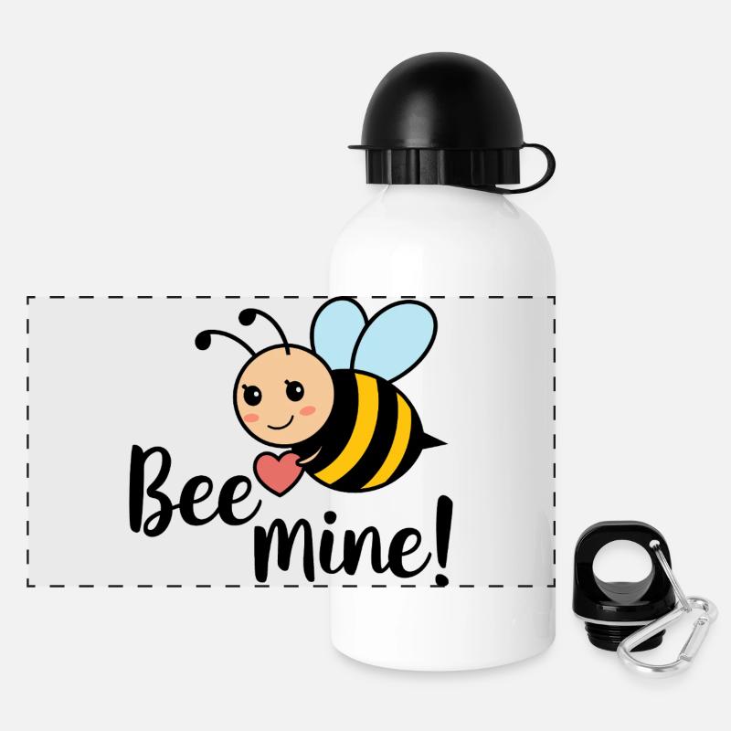 Bienen-Mine - Panorama Trinkflasche mit Deckel 500 ml - Weiß