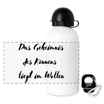 „Das Geheimnis des Könnens" - Panorama Trinkflasche mit Deckel 500 ml - Weiß - Vorne