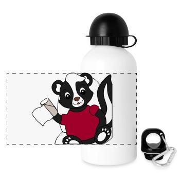 Skunk Pixie on toilet - Panoramic Thermal Bottle with Lid 500 ml - white - Front