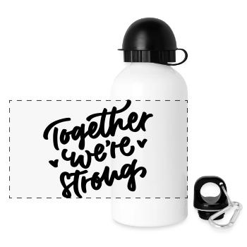 Together were strong - Panorama Trinkflasche mit Deckel 500 ml - Weiß - Vorne