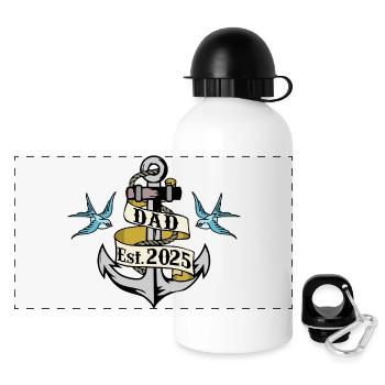 Anker Dad 25 Vater Baby Papa 2025 Vatertag - Panorama Trinkflasche mit Deckel 500 ml - Weiß - Vorne