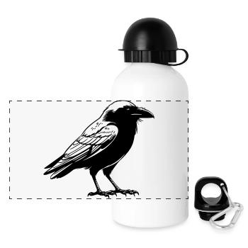 Rabe als Vektorgrafik - Panorama Trinkflasche mit Deckel 500 ml - Weiß - Vorne