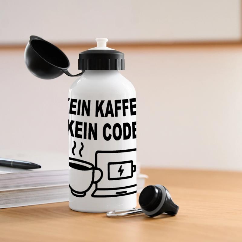 Kein Kaffee Kein Code - Conception de programmeur amusant Gourde panoramique avec couvercle 500 ml