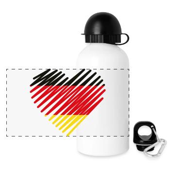Abstrakte deutsche Flagge Herz Design - Panorama Trinkflasche mit Deckel 500 ml - Weiß - Vorne