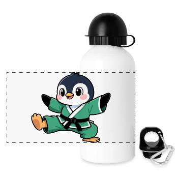 Mignon Pingouin Karaté Bande dessinée Arts Martiaux Enfants - Gourde panoramique avec couvercle 500 ml - blanc - Devant