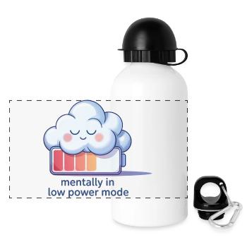 Digital Humor – Mentally in Low Power Mode - Panoramic Thermal Bottle with Lid 500 ml - white - Front