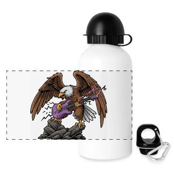 Aigle avec guitare violette sur rocher - Gourde panoramique avec couvercle 500 ml - blanc - Devant
