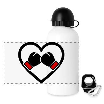 Boxen Herz Handschuhe Sport Passion - Panorama Trinkflasche mit Deckel 500 ml - Weiß - Vorne