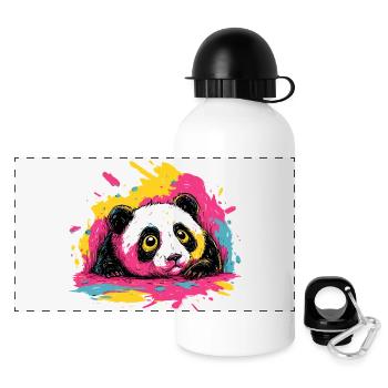 Panda Farbsplash - Panorama Trinkflasche mit Deckel 500 ml - Weiß - Vorne