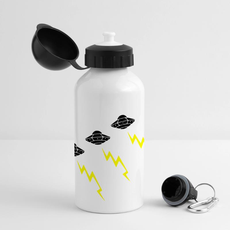 UFO Invasion Lightning Attack Alien Vector Panoramic Thermal Bottle with Lid 500 ml