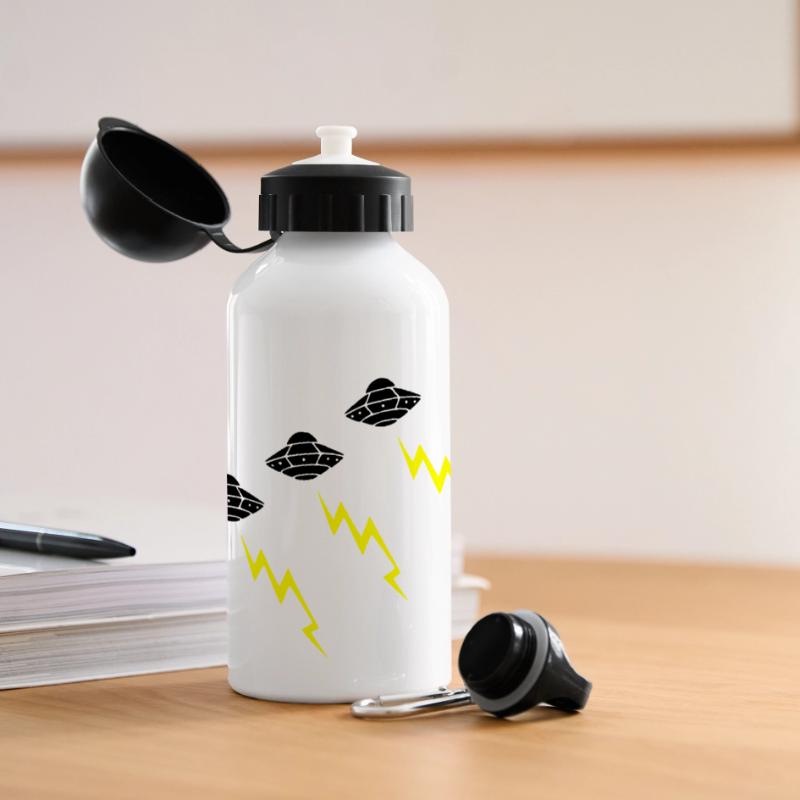 UFO Invasion Lightning Attack Alien Vector Panoramic Thermal Bottle with Lid 500 ml