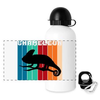 Silhouette Caméléon rétro Motif vintage de reptiles - Gourde panoramique avec couvercle 500 ml - blanc - Devant