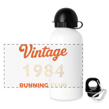 Vintage 1984 Running Club Birthday Gift Idea - Panoramic Thermal Bottle with Lid 500 ml - white - Front