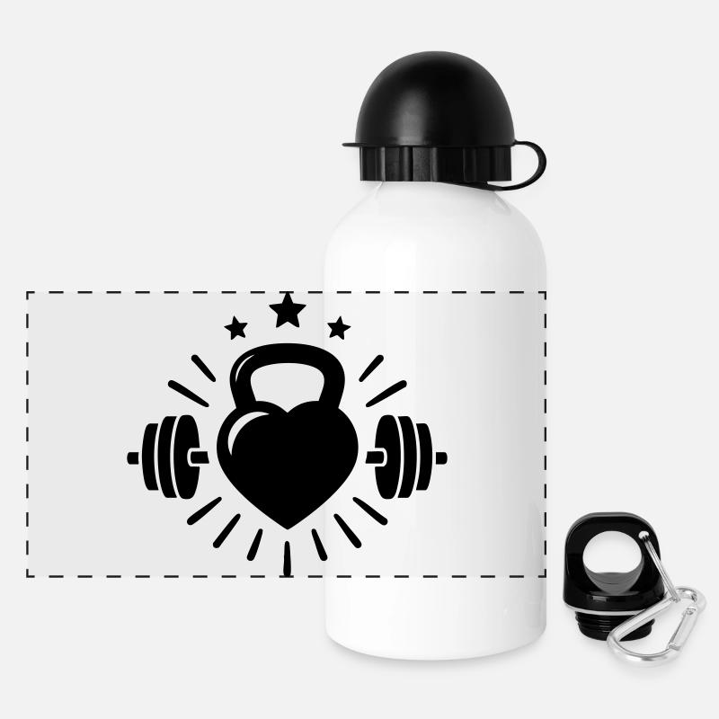 Kettlebell Heart Dumbbell – Love Lifting - Panoramic Thermal Bottle with Lid 500 ml - white