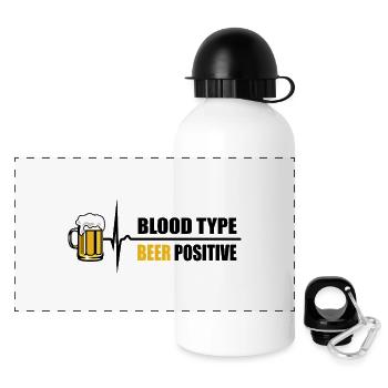 Blood Type Beer positive - your pulse rises - Panoramic Thermal Bottle with Lid 500 ml - white - Front