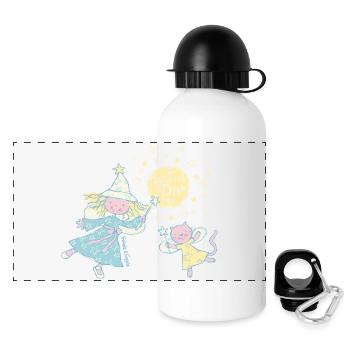 Wünsch Dir was - Panorama Trinkflasche mit Deckel 500 ml - Weiß - Vorne