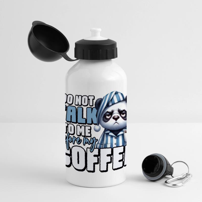 Grumpy panda bear with coffee Panoramic Thermal Bottle with Lid 500 ml