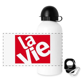 La Vie Rouge Typo Art - Panorama Trinkflasche mit Deckel 500 ml - Weiß - Vorne