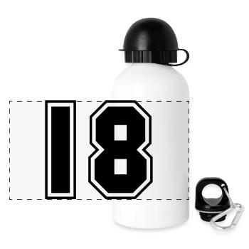 Number 18 College Style Sport Design - Panoramic Thermal Bottle with Lid 500 ml - white - Front