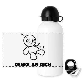 Voodoo Puppe - Panorama Trinkflasche mit Deckel 500 ml - Weiß - Vorne