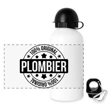 Plombier - Gourde panoramique avec couvercle 500 ml - blanc - Devant