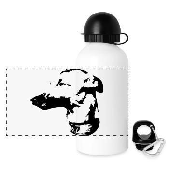 Whippet Kopf - Panorama Trinkflasche mit Deckel 500 ml - Weiß - Vorne