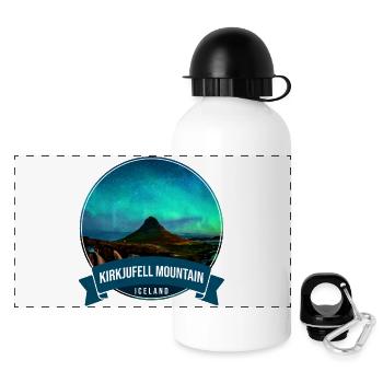 Kirkjufell Aurora Iceland - Panorama Trinkflasche mit Deckel 500 ml - Weiß - Vorne