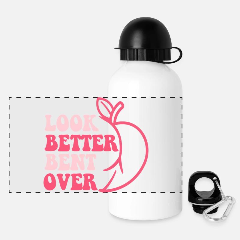 Design mit Obst und Motivationstext - Panorama Trinkflasche mit Deckel 500 ml - Weiß